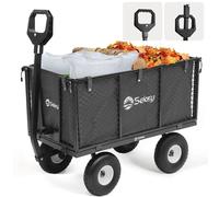 Sekey 500 KG Chariot de jardin Chariot de transport avec pneus pleins 10" et bâche amovible, Gris