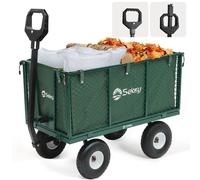 Sekey 500 KG Chariot de jardin Chariot de transport avec pneus pleins 10" et bâche amovible, Vert
