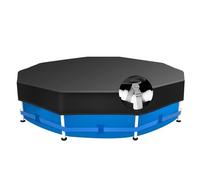 Sekey Bâche de piscine ronde de 244 cm - Convient aux piscines rondes à cadre en acier - Boucles réglables et fermetures - Résistant au vent et à la poussière - Bâche haute densité indéchirable - Noir
