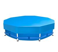 Sekey Bache Piscine Ronde 305cm-Spéciale Piscines à Cadre Métallique Rond |avec Lanières Ajustables et Bande Auto-agrippante |Antivent et Anti-Poussière |Toile Dense Résistante aux Déchirements |Bleu