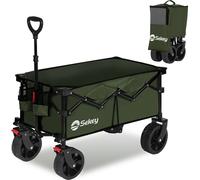Sekey Bollerwagen 150 KG Pliable Chariot à main avec freins et pneus larges, Vert foncé