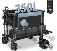 Sekey Bollerwagen Faltbar 4XL - Double étage 350L, Espace de rangement supplémentaire pour pavillon pliant, Noir et Bleu