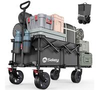 Sekey Bollerwagen Pliable avec Hayon Extensible - 135L & 200L Chariot de transport pour chiens, Gris