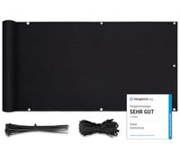 Sekey Brise-Vue pour Balcon Couverture de confidentialité Écran Polyster Vent Protection UV Opaque Résistant aux Intempéries, avec Attaches de câble et Cordons, 120 x 300cm Noir