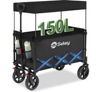 Sekey XXL Chariot de Plage Pliable Enfant 150L/150KG avec Toit Anti-UV | Utilisation Camping et Sorties SE4018, Gris