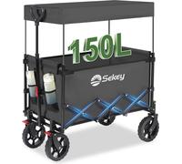 Sekey Chariot à bras avec toit, charge maximale 150 kg, chariot de transport, chariot d'outillage, gris