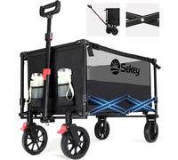 Sekey Chariot à bras Pliable Offroad, 160L Chariot à main chargeable jusqu'à 150 kg, Noir et Gris