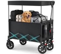 Sekey XXL Chariot Enfant 150L 150KG, Modèle Pliable à Toit, Accessoire de Transport avec Pare-Soleil pour Plage et Camping SE4018, Noir