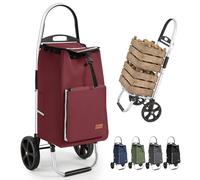 Sekey Chariot de Courses Pliable XXL - avec Compartiment Isotherme - Cadre en Aluminium - pour Le Shopping et la Vie Quotidienne - Rouge