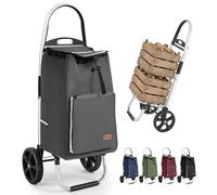 Sekey Chariot de Courses Pliable XXL avec Compartiment Isotherme, Grandes Roues, Cadre en Aluminium, Chariot de Courses Pliable pour Le Shopping, Le Camping, Les Pique-niques et la Vie Quotidienne