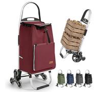 Sekey Chariot de Courses Pliable XXL avec Compartiment réfrigérant, Cadre en Aluminium, 3 + 3 Roues, Chariot de Courses Pliable, pour escaliers et Usage Quotidien, Rouge
