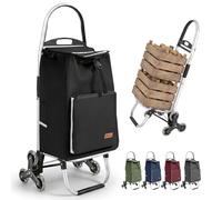 Sekey Chariot de Courses Pliable XXL avec Compartiment réfrigérant, Cadre en Aluminium, 3 + 3 Roues, Chariot de Courses Pliable, pour escaliers et Usage Quotidien, Noir