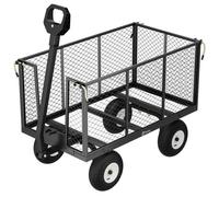 Sekey Chariot de jardin 500 kg, parois rabattables, roues en caoutchouc - remorque robuste, Gris