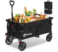 Sekey Chariot de jardin pliable avec 4 roues et freins - Charge max. 150 kg - Compact - Noir