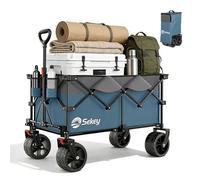 Sekey Chariot de jardin pliable XXL 200L 200 kg - Chariot utilitaire robuste avec roues larges tout-terrain 360° - Bleu
