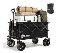 Sekey Chariot de jardin pliable XXL 200L 200 kg - Chariot utilitaire robuste avec roues larges tout-terrain 360° - Noir