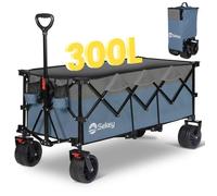 Sekey Chariot de Jardin Pliable XXXL - 300L, 200 kg Capacité, Pneus Tout-Terrain, Bleu et Gris