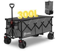 Sekey Chariot de Jardin Pliable XXXL - 300L, 200 kg Capacité, Pneus Tout-Terrain, Gris