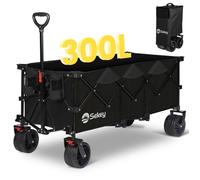 Sekey Chariot de Jardin Pliable XXXL - 300L, 200 kg Capacité, Pneus Tout-Terrain, Noir