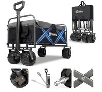 Sekey Chariot de Transport Pliable 200 kg - en polyuréthane - Largeur des pneus : 17 x 10 cm - pour Tous Les terrains - avec Barre télescopique et Freins - Classique - Noir et Gris