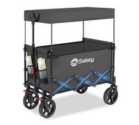 Sekey Chariot de Transport Pliable avec Toit - Charge 150 kg - pour Jardin, Plage et Courses - Gris
