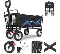 Sekey Chariot de transport pliable en caoutchouc 200 kg pour charge lourde, adapté au terrain, chariot à main pliable, pour la plage, le camping, les enfants, ultra silencieux, caoutchouc plein 100 l,
