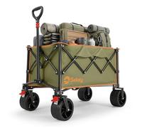 Sekey Chariot de Transport Pliable XXL 135L, Capacité 150KG, Chariot Plieable Léger avec Roues de 17x8,5CM et Système de Freinage, Structure à Déploiement Immédiat Breveté 4 Directions SE4031, Kaki