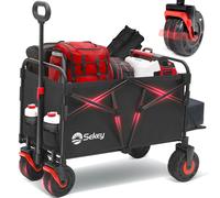 Sekey Chariot De Transport Pliable Xxl 200 Kg 155 L - Roues En Forme De Soufflage Spécialement Conçu Comme Chariot De Plage Pliable Avec Hayon - Diamant 2001 - Noir