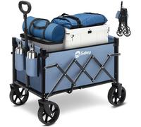 Sekey Chariot Pliable 4 Roues - Capacité 80 kg - Idéal pour Jardin, Plage et Courses - Bleu