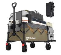 Sekey Chariot pliable avec hayon extensible - 175 L/250 L - charge 120 kg - Vert olive