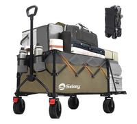 Sekey Chariot pliable avec hayon pliable, 175L & 250L 120KG, Vert olive