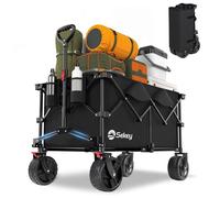 Sekey Chariot Pliable XXL 200L - Charge Maxi 200 kg - Roues Tout-Terrain 17x10 cm - Noir pour Jardin & Camping