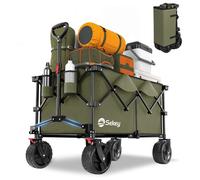 Sekey Chariot Pliable XXL 200L - Charge Maxi 200 kg - Roues Tout-Terrain 17x10 cm - Vert olive pour Jardin & Camping