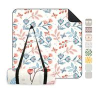 Sekey Couverture de Pique-Nique 200x200 cm Nappe de Pique-Nique Imperméable Antisable Rembourrée Trois Couches Fond PEVA Ceinture de Portage pour Pique-Nique, Camping, Plage