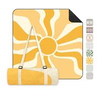 Sekey Couverture de Pique-Nique 200x200 cm Nappe de Pique-Nique Imperméable Antisable Rembourrée Trois Couches Fond PEVA Ceinture de Portage pour Pique-Nique, Camping, Plage