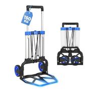 Sekey Diable Pliable 150 Kg - Extrêmement Stable Et Résistant - Cadre En Aluminium Renforcé - Plate-Forme Antidérapante XXL - Pliage En 1 Seconde - Hauteur Réglable - Chariot De Transport Avec Poignée