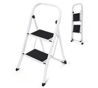 Sekey Escabeau 2 Marches Pliable, Petit Escabeau Pliable Compact, Marchepied Escamotable en Acier Sécurisé, Antidérapant pour Usage Domestique, Certifié SGS EN14183, Charge Maximale 150 kg