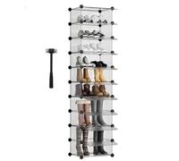 Sekey Étagère à Chaussures à 10 étages - Peu encombrante - en Plastique - pour Couloir, Chambre à Coucher, entrée, vestiaire - 43 x 31 x 173 cm - Blanc et Transparent