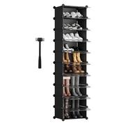 Sekey Étagère à Chaussures à 10 étages - Peu encombrante - en Plastique - pour Couloir, Chambre à Coucher, entrée, vestiaire - 43 x 31 x 173 cm - Noir et Transparent