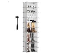 Sekey Étagère à Chaussures à 10 étages - Peu encombrante - en Plastique - pour Couloir, Chambre à Coucher, entrée, vestiaire - 43 x 31 x 173 cm - Blanc et Transparent