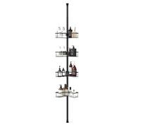 Sekey Etagere de Douche sans Percage - Etagere Douche Telescopique d’Angle avec Systeme a Clic, 4 Paniers Reglables, Hauteur Ajustable 79-315 cm, Rangement Salle de Bain Stable