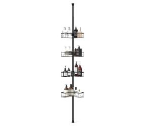 Sekey Etagere de Douche sans Percage - Etagere Douche Telescopique d’Angle avec Systeme a Clic, 4 Paniers Reglables, Hauteur Ajustable 79-315 cm, Rangement Salle de Bain Stable