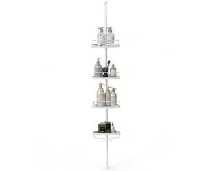 Sekey Etagere Douche Sans Percage - Etagere Douche Telescopique avec 4 Paniers, Hauteur Ajustable 79-315 cm, Design d’Angle Stable pour Salle de Bain