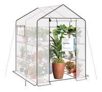 Sekey Film de Serre XXL 200 x 145 x 145 cm - Serre de Culture de tomates avec 10 étagères - Serre de Jardin Stable avec Housse en polyéthylène - Résistant à l'hiver - Blanc
