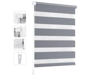 Sekey Klemmfix Double Store Enrouleur à Clip sans perçage pour fenêtre - Double Store Enrouleur 40 cm de Large - Protection Solaire - 40 x 100 cm - Gris