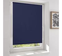 Sekey Klemmfix - Store Enrouleur occultant sans perçage - Double Face - Couleur Unie - Cordon de Traction latérale - Protection Solaire et Brise-Vue - Store occultant - 130 x 210 cm - Bleu foncé