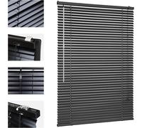 Sekey Klemmfix Store vénitien pour fenêtre Suspendue - Lamelles en Aluminium 25 mm - avec perçage - Matériel de Montage Inclus - Store vénitien en Aluminium sans perçage - 50x130cm, Noir