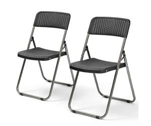 Sekey Lot de 2 chaises de Jardin Pliantes en rotin - 200 kg - 46 x 53 x 84 cm - Imperméables - Noir