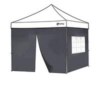 Sekey Lot de 2 Rideaux de Tonnelle de Jardin 3x3 avec Fenêtres et Fermeture à Glissière, Panneaux Latéraux pour Tonnelle Pliante Imperméable, Gris