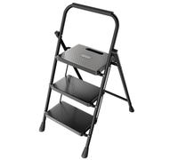 Sekey Marchepied 3 Marches Pliable, Escabeau Escamotable Châssis Acier, Marches Antidérapantes, Verrou Sécurité, Certifié TÜV SGS en 131-2 14183, 150 kg, Intérieur & Maison, Noir